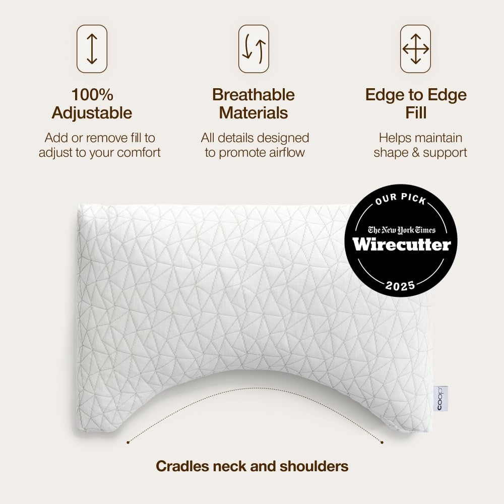 Coop Home Goods Crescent Pillow Lulltra cover promotes breathability and easy cleaning