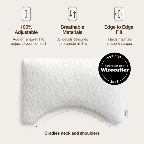 Coop Home Goods Crescent Pillow Lulltra cover promotes breathability and easy cleaning