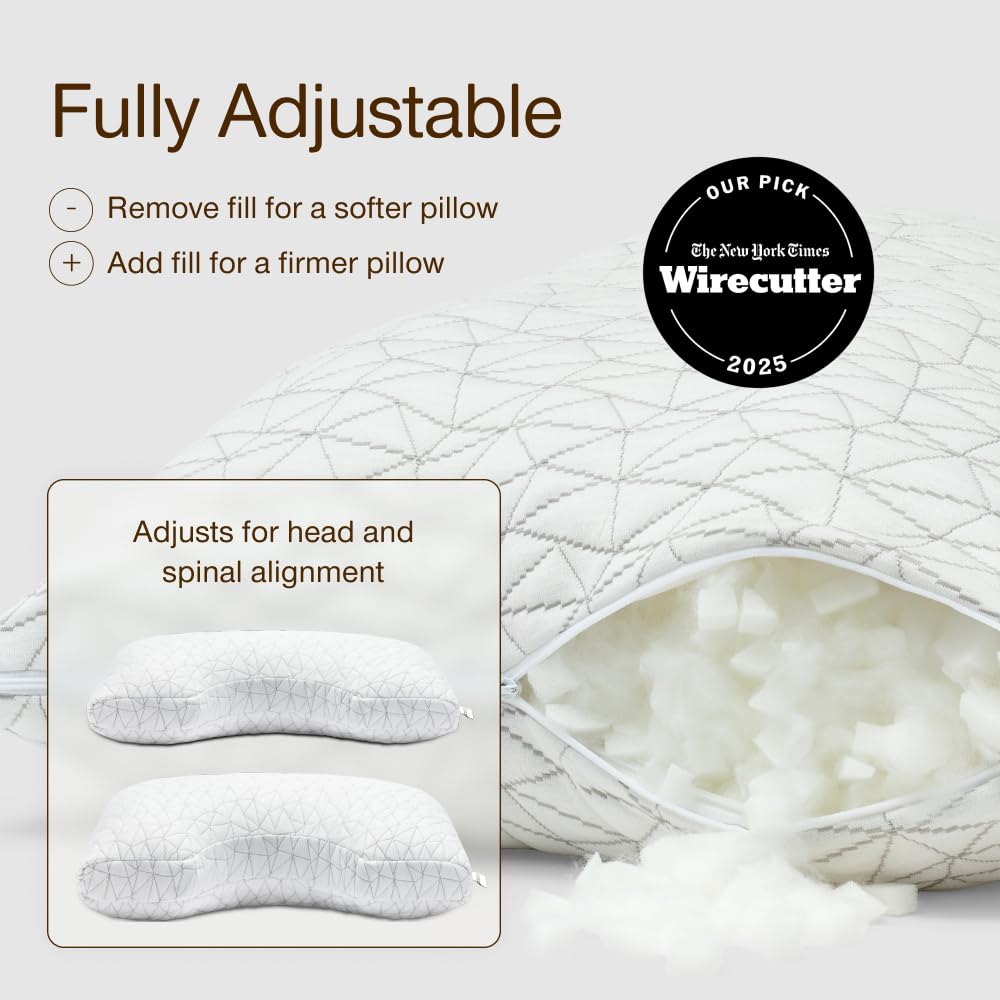 Coop Home Goods original cut-out pillow king-size offers adjustable loft for personalized comfort.