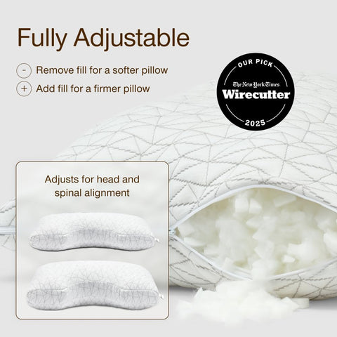 Coop Home Goods original cut-out pillow king-size offers adjustable loft for personalized comfort.