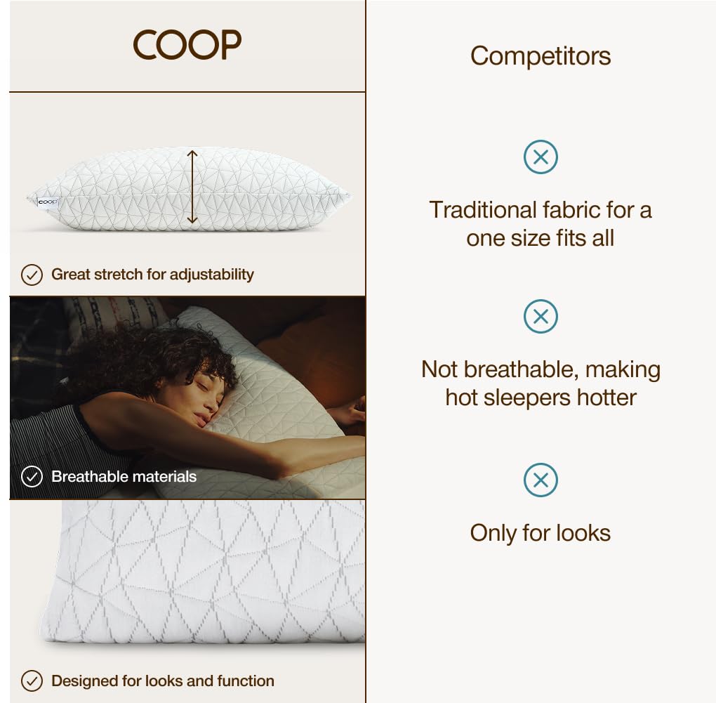 Coop Home Goods Original Pillow Case side sleeper enjoying breathable cooling comfort