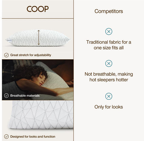 Coop Home Goods Original Pillow Case side sleeper enjoying breathable cooling comfort