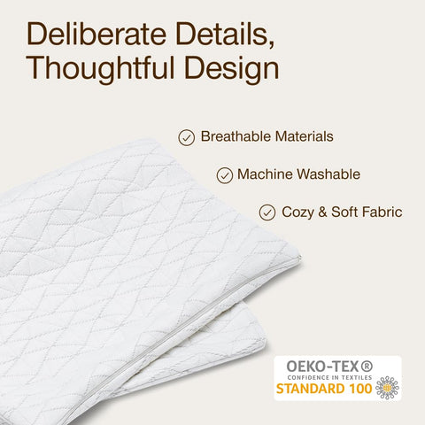 Lulltra fabric texture on Coop Home Goods Original Pillow Case, plush cushioning reduces friction
