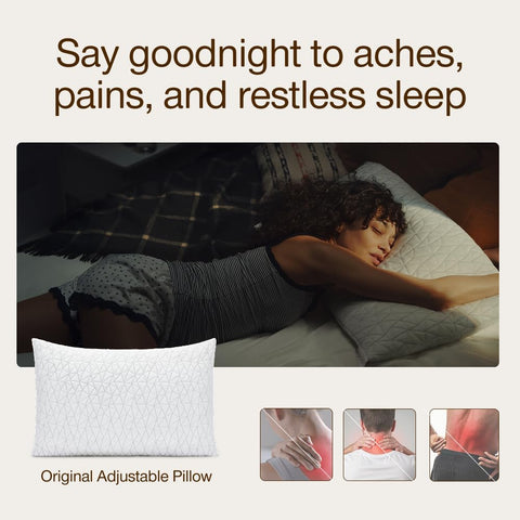Coop Home Goods Original Pillow fill loft close-up highlights customizable firmness