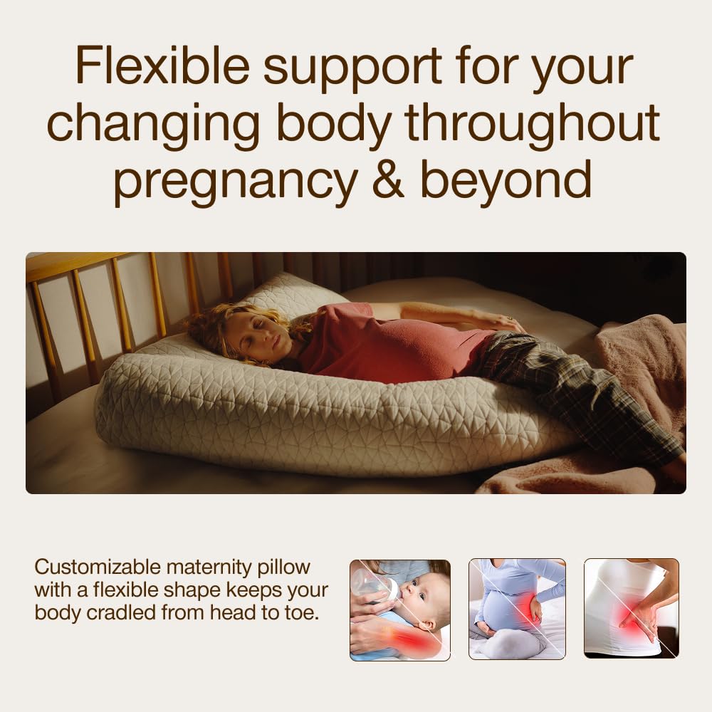 Removable and washable cover on the Coop maternity pillow for easy cleaning.