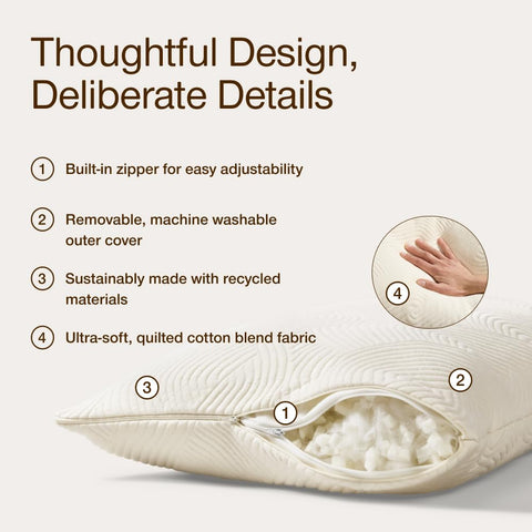 Coop Home Goods removable pillow case highlighted for machine washing.
