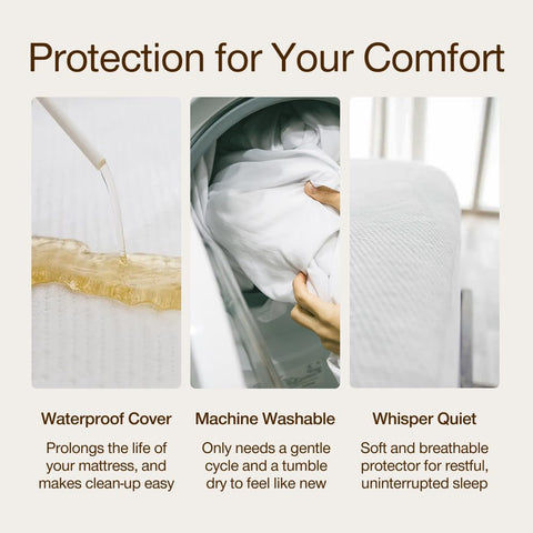 Coop Home Goods Ultra-Tech Lulltra-soft no-noise twin image emphasizes silent comfort.