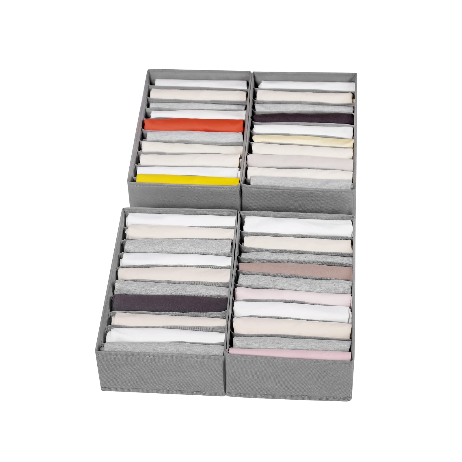 Coorganisers 4-pack tshirt drawer organizer with 10-grid layout for easy access.
