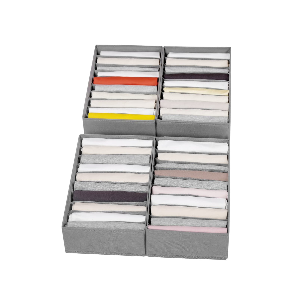 Coorganisers 4-pack tshirt drawer organizer with 10-grid layout for easy access.