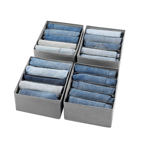 Coorganisers jeans drawer organizer with five compartments for quick jeans selection.