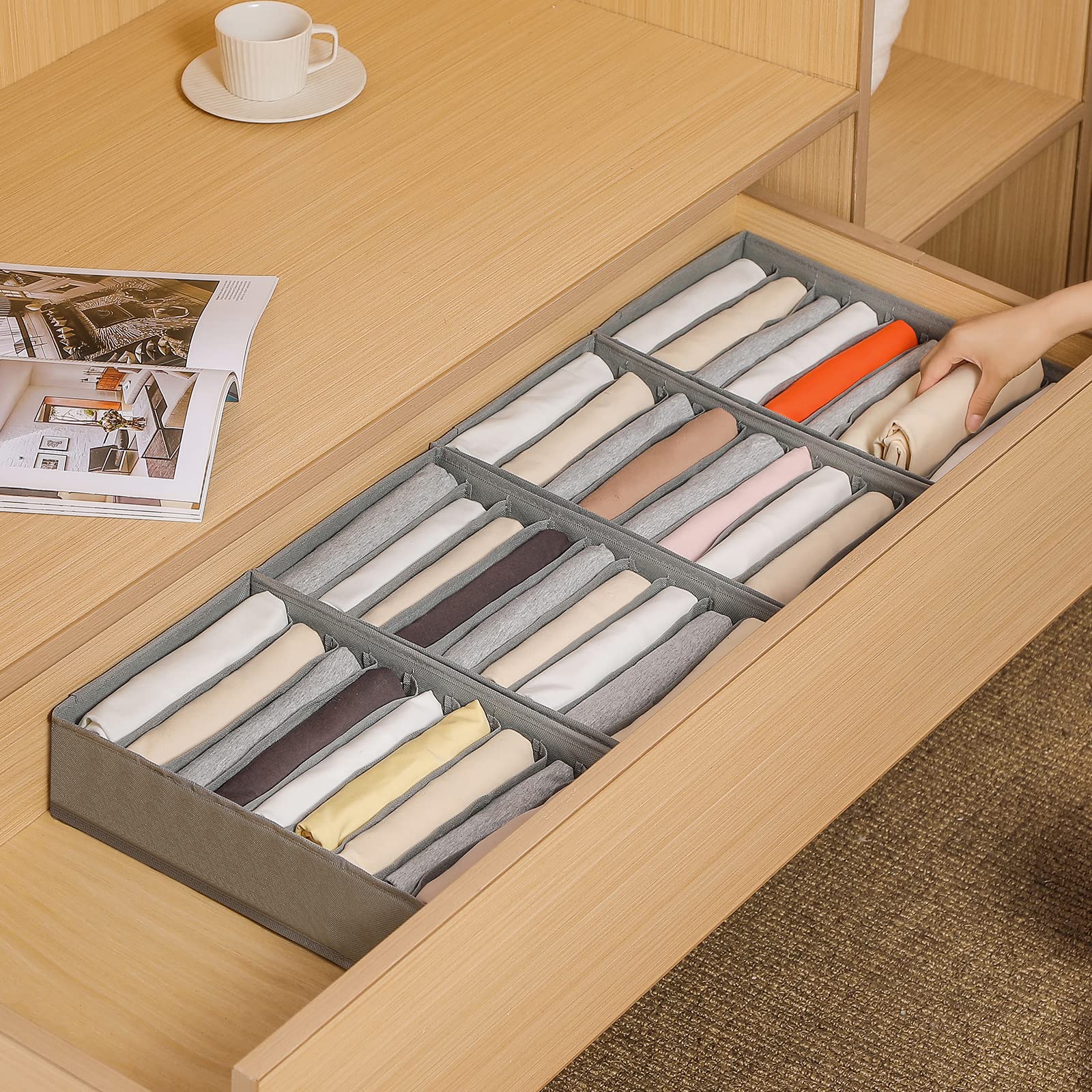 Coorganisers washable fabric drawer organizer cleans by hand wash.