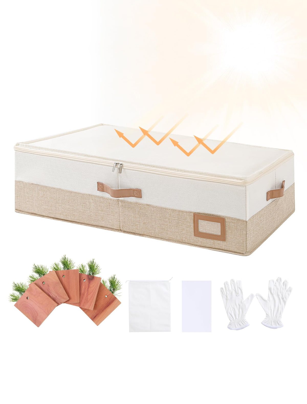 Coorganisers wedding dress storage box main compartment keeps gowns flat and wrinkle-free.