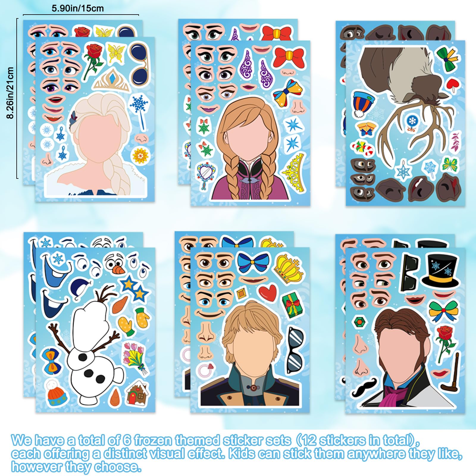 Coosilion double-sided frozen goodie bags showing castle and snowflakes for festive gifts