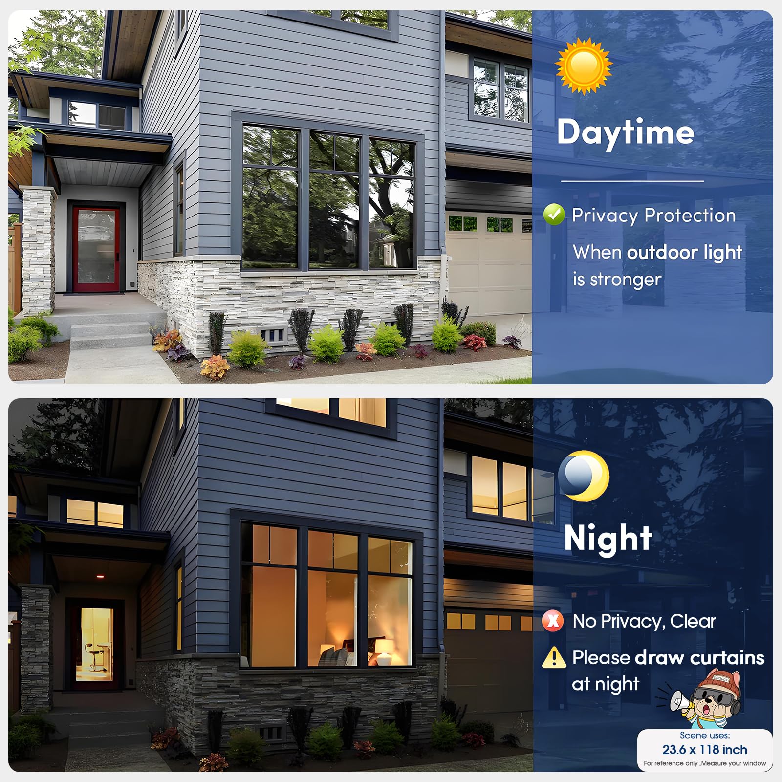 Coavas film fits smooth single-pane glass for homes and offices.