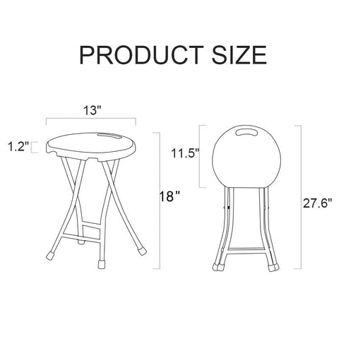 COOZMENT folding stool dimensions 11.5W x 13D x 18H enable versatile seating.
