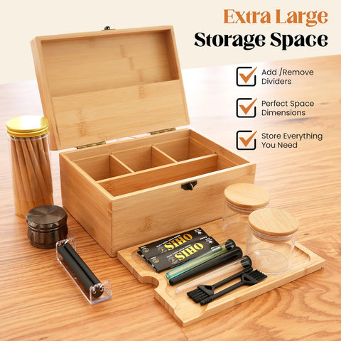 Coozyupper wood rolling tray with smooth glide for tidy workspace