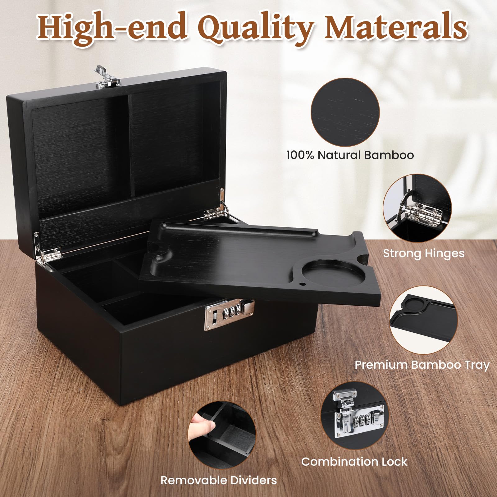 Coozyupper wooden removable tray detail enables easy access and sorting.