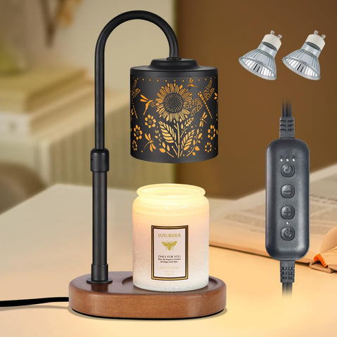 Copinpin candle warmer with sunflower pattern for flame-free fragrance and safety