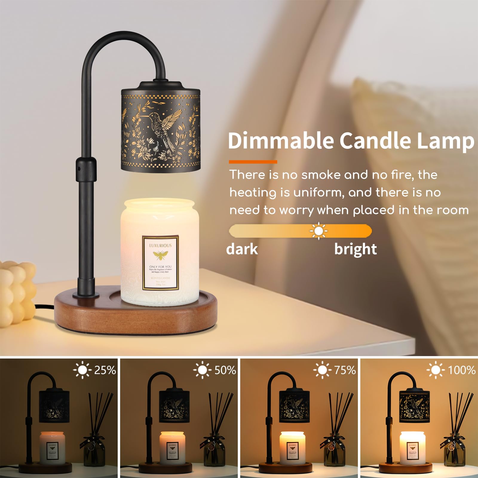 Copinpin dimmable control enables mood lighting and faster fragrance diffusion.