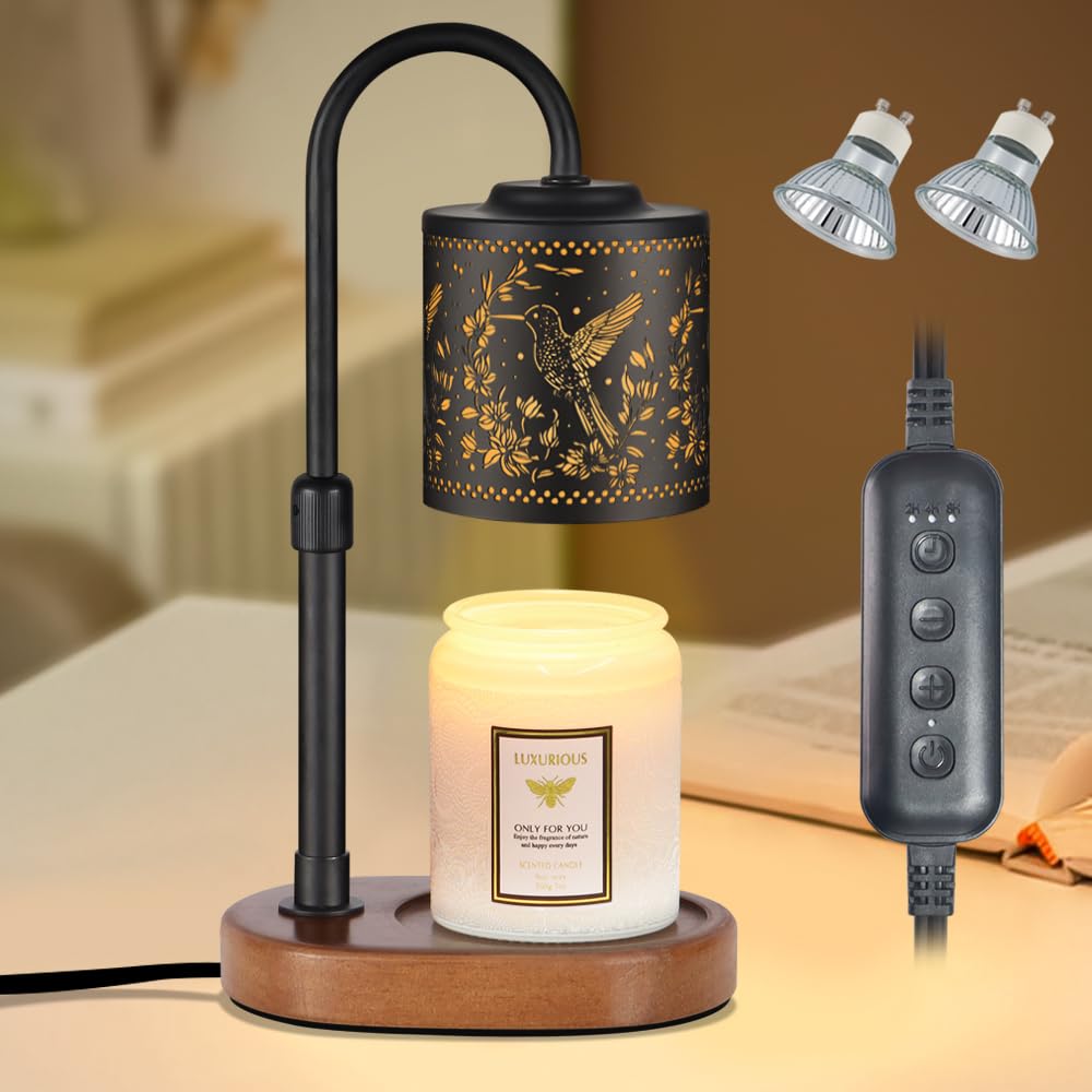Copinpin hummingbird shade candle warmer glows softly for a cozy living room.
