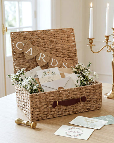 CORALMEE natural seagrass weave enhances rustic or boho reception styling