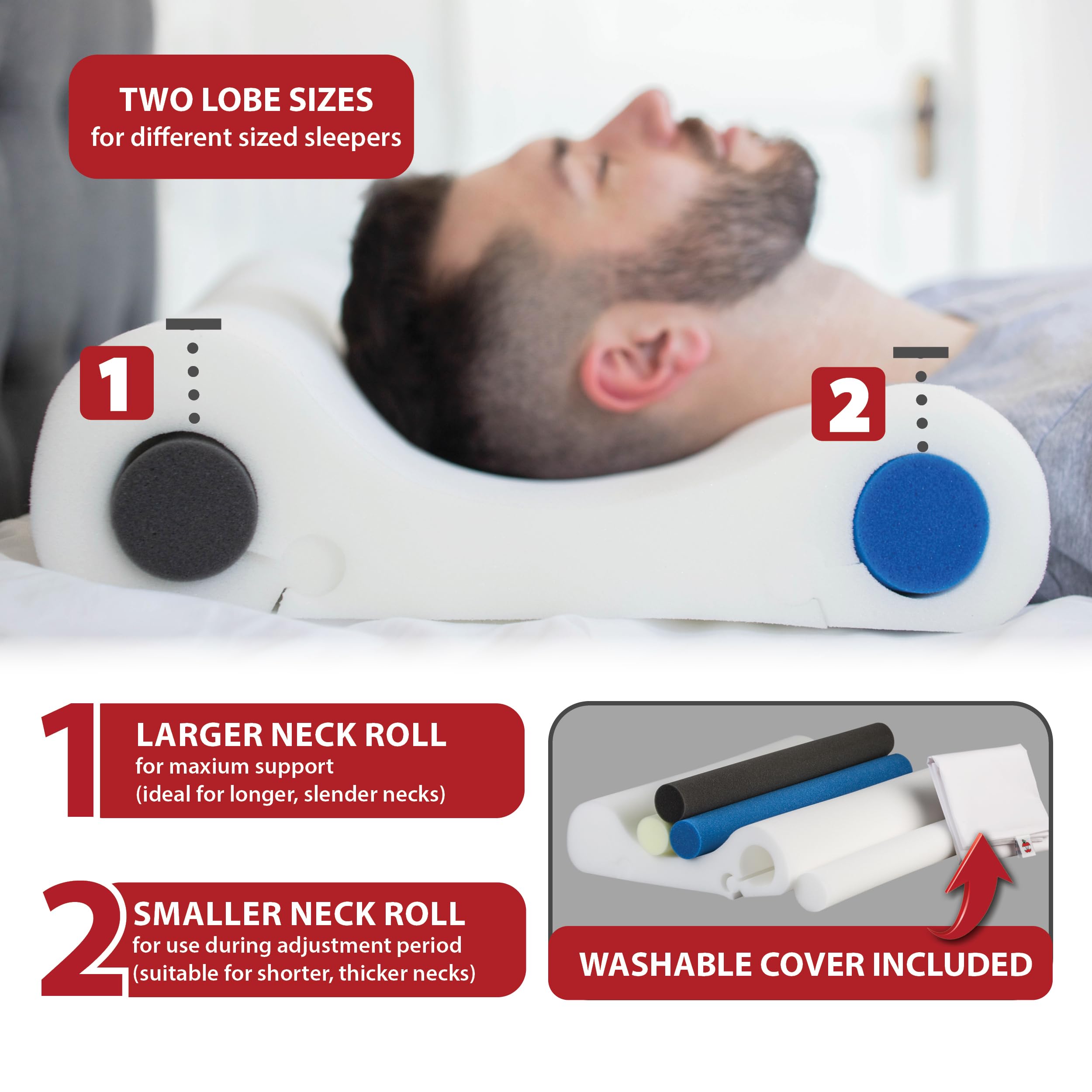 Durable precision-cut foam maintains shape for long-term neck support.