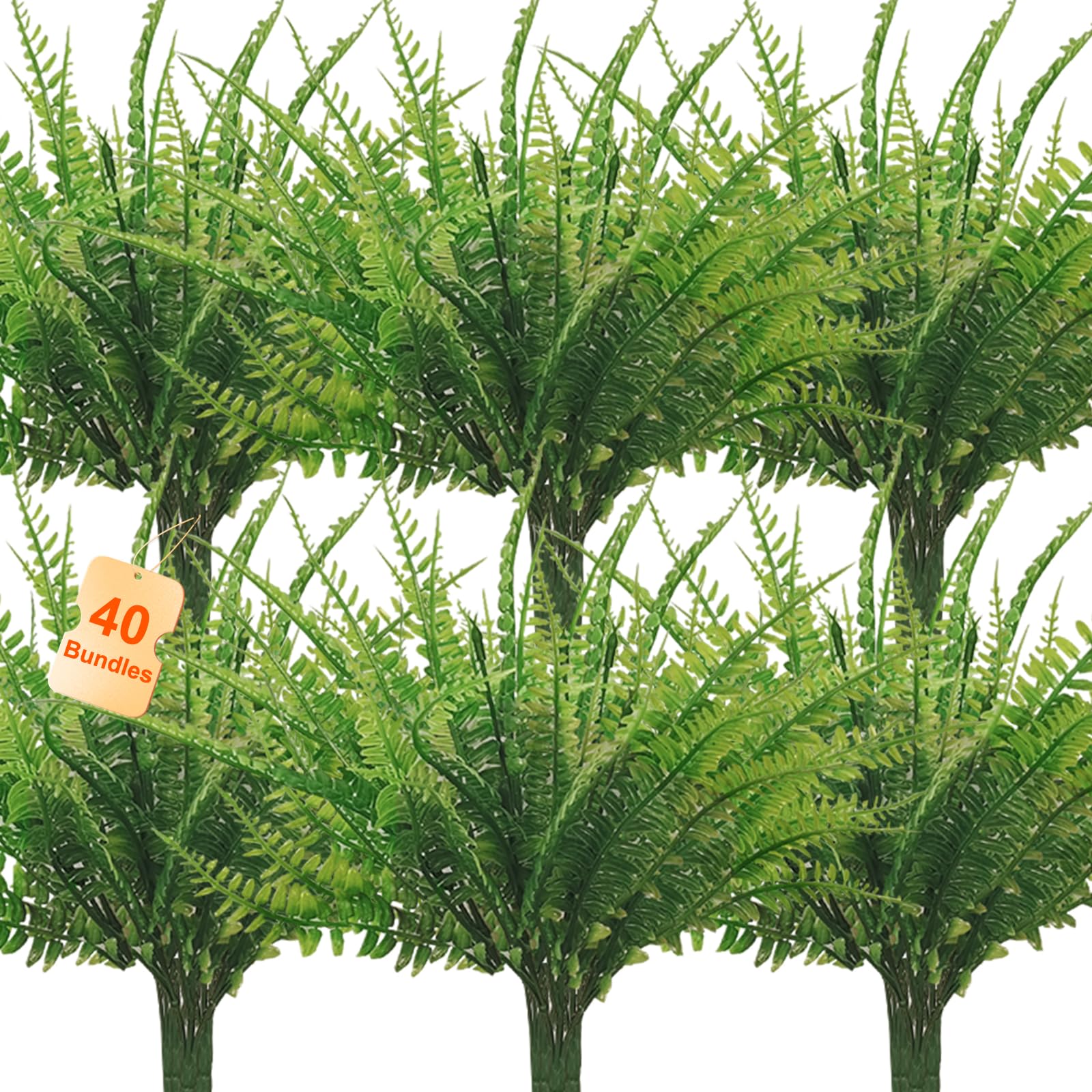 Coreland artificial Boston fern 40pcs pack enhances indoor decor with maintenance-free greenery.