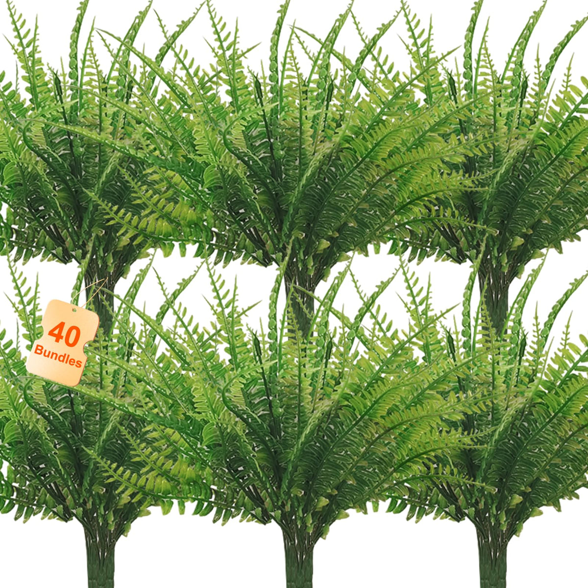 Coreland artificial Boston fern 40pcs pack enhances indoor decor with maintenance-free greenery.