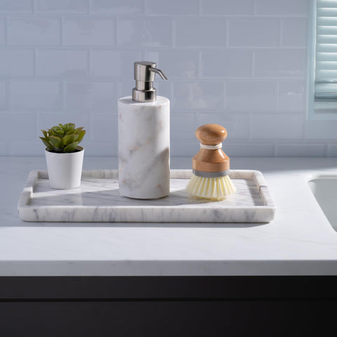 Cork & Mill marble tray highlights the unique veining on natural marble.