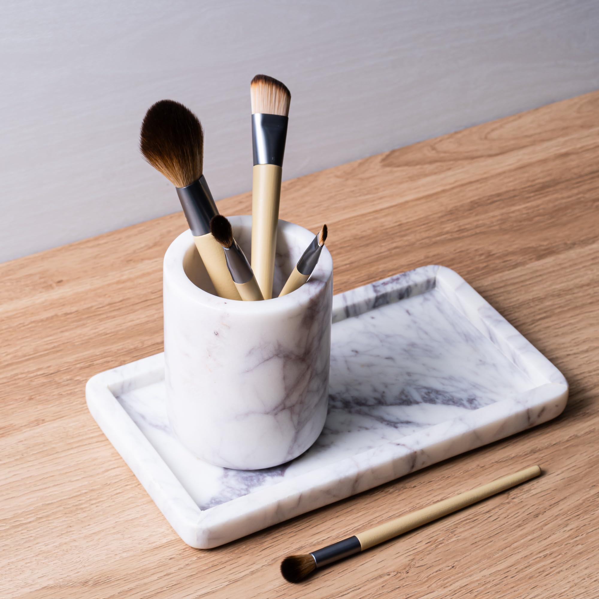 Cork & Mill marble bathroom decor accessory on a vanity