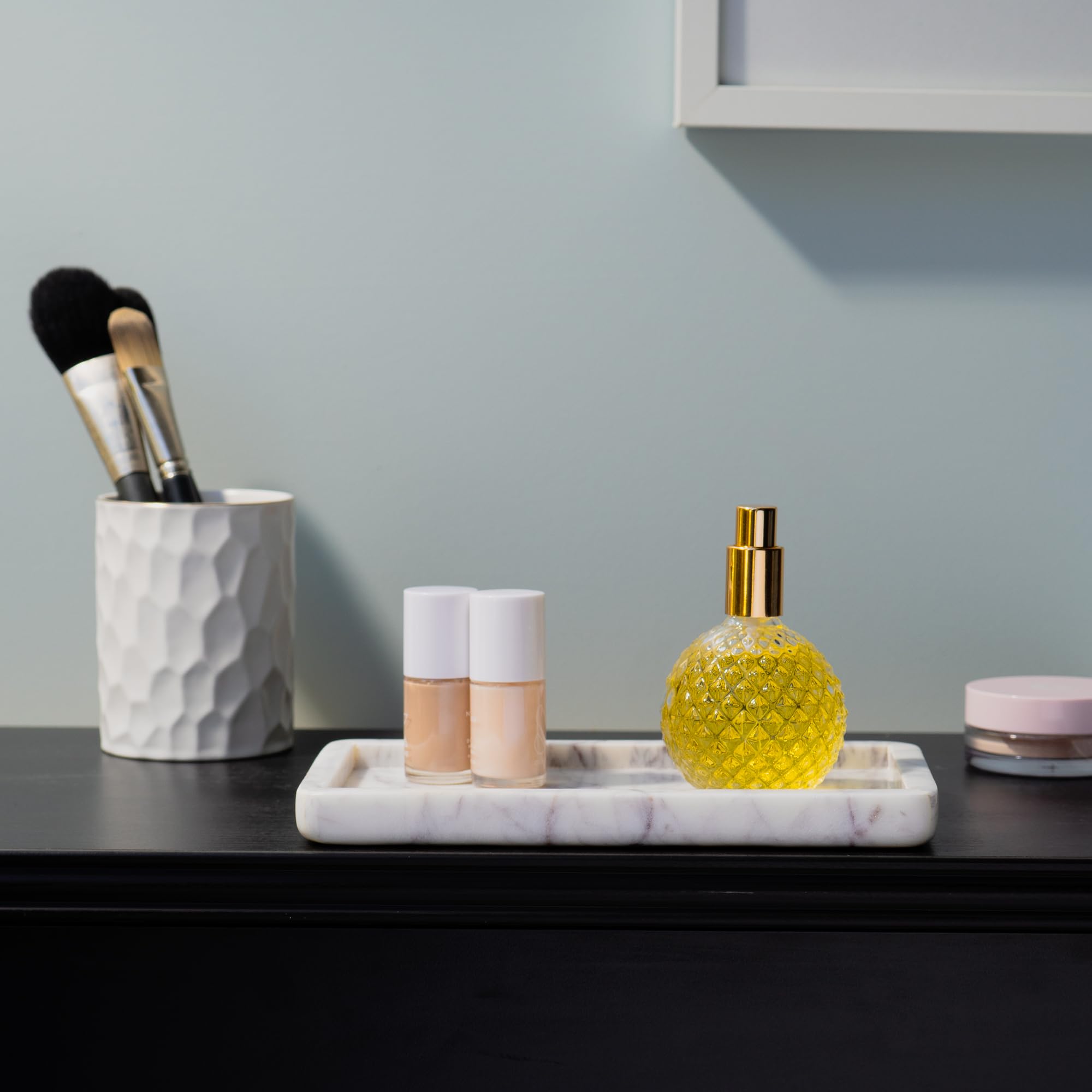 Cork & Mill marble tray for jewelry organization adds a refined touch