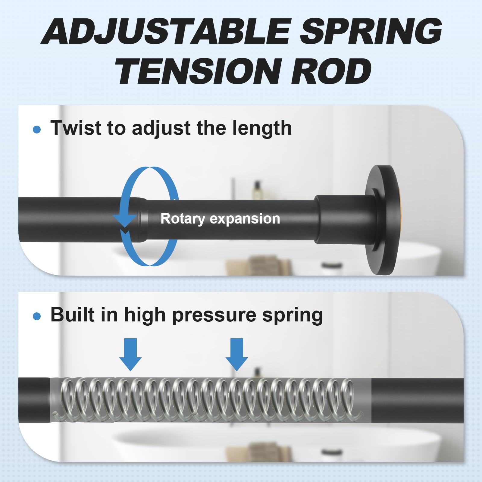 CorkLatta Stainless Steel Telescoping Shower Rod resists rust and corrosion.