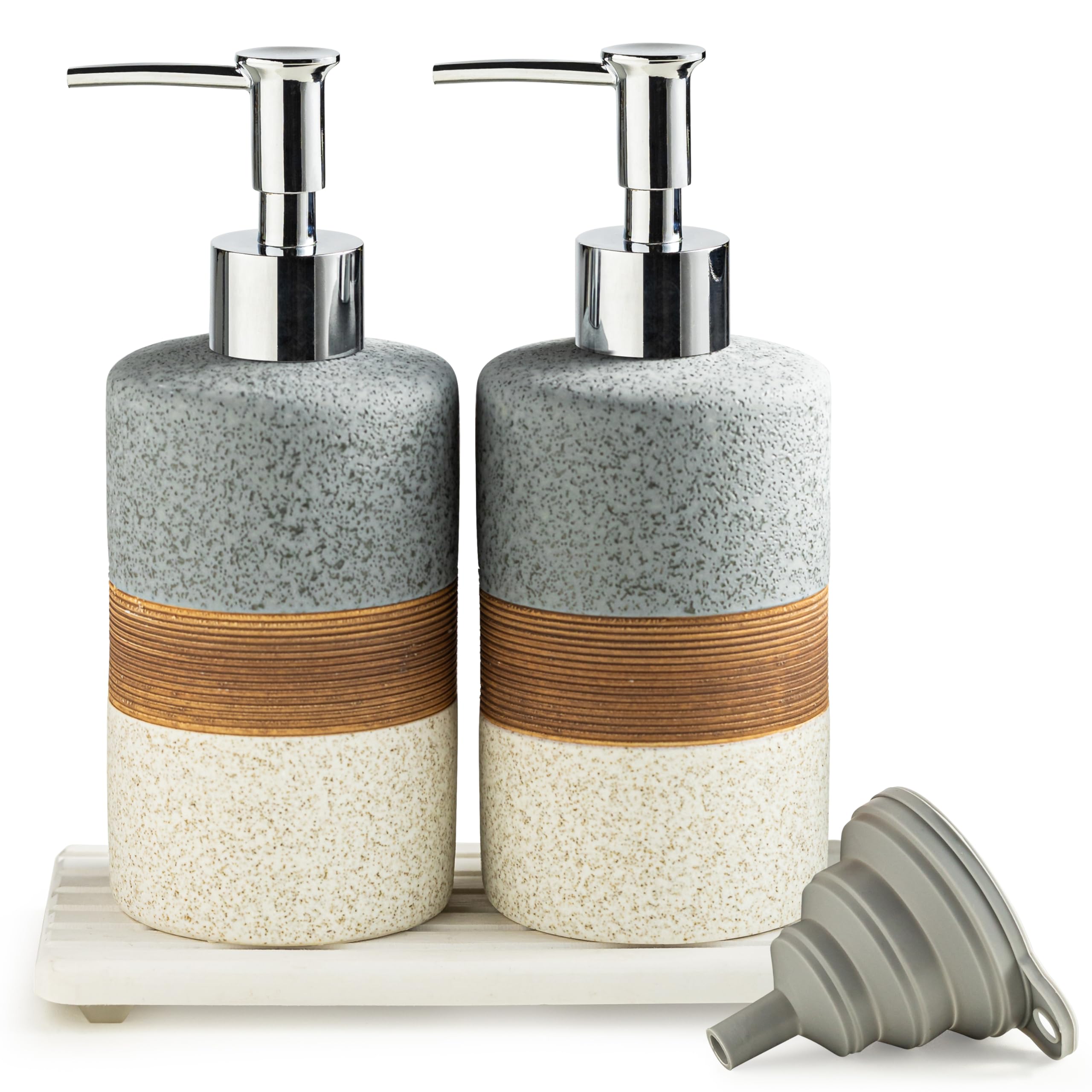 Cormomu ceramic dispenser with 12 oz capacity and stainless steel pump for easy hand soap