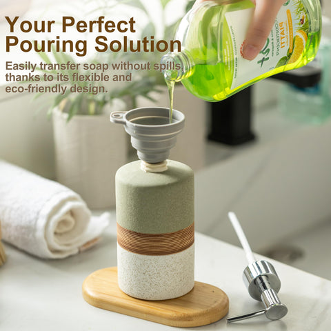 Cormomu matte finish dispenser in action highlighting non-slip base for bathroom or kitchen.