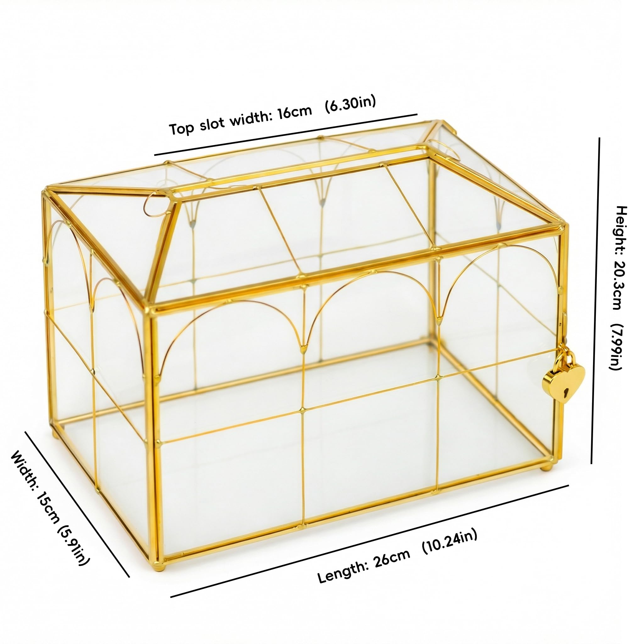 Corvanero gold wedding card box on display as elegant reception table decor
