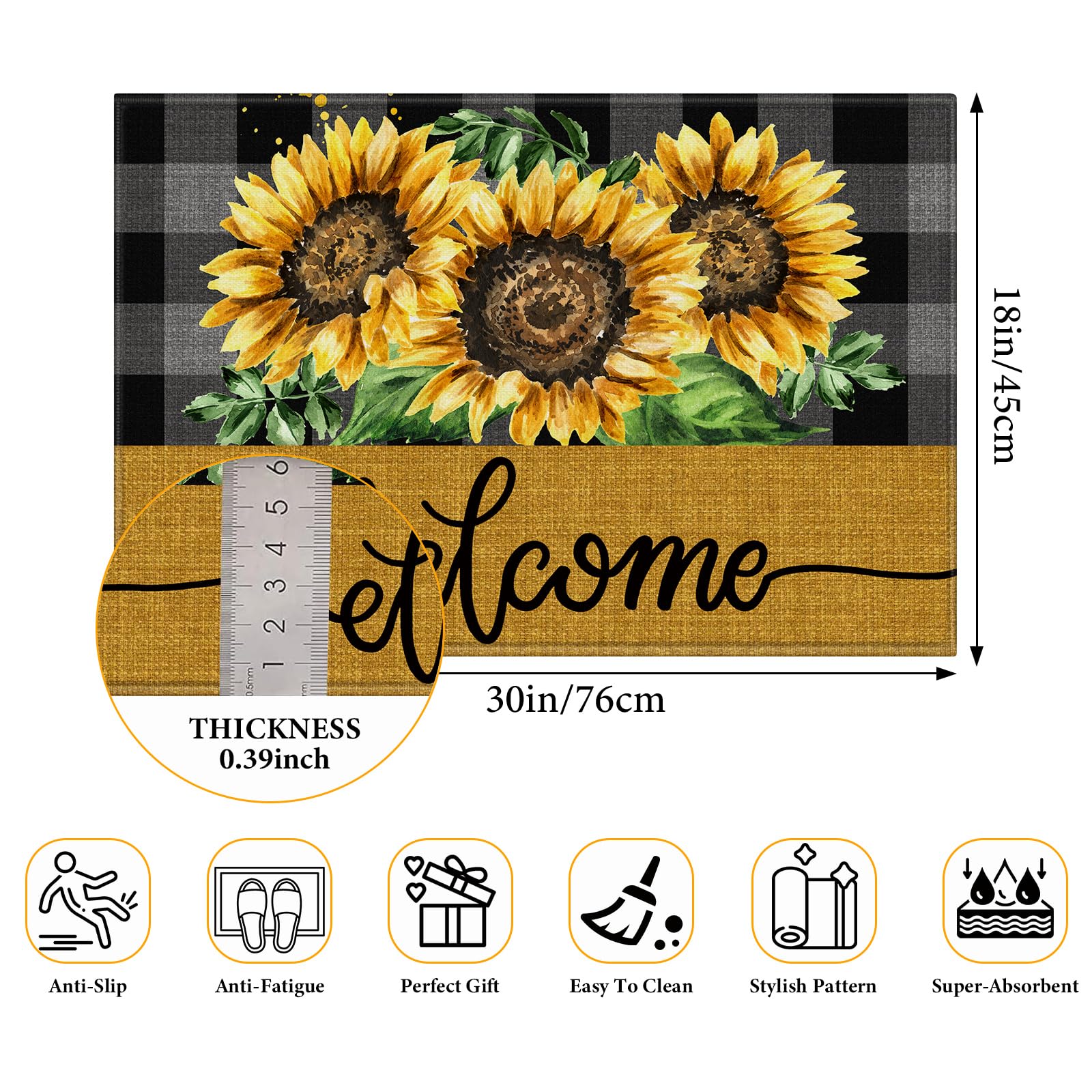 COSHARKLY sunflower mat texture close-up shows resilient polyester and felt fibers