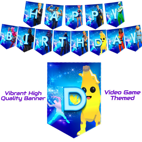 Cosmic Party Happy Birthday banner enhances theme with bold graphics