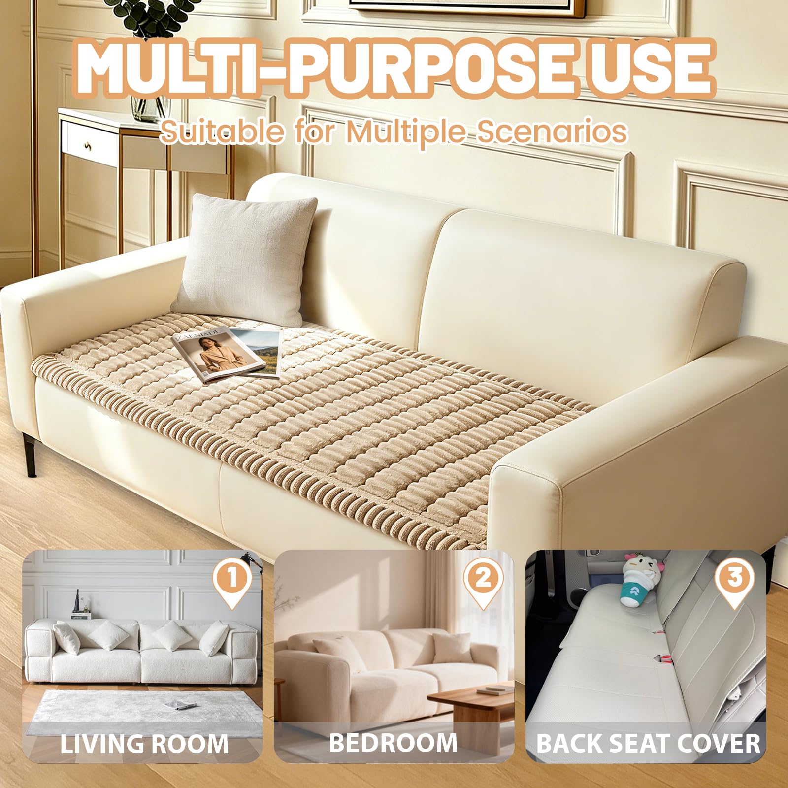 CoSofSLIP pet-friendly slipcover blends with brown decor.