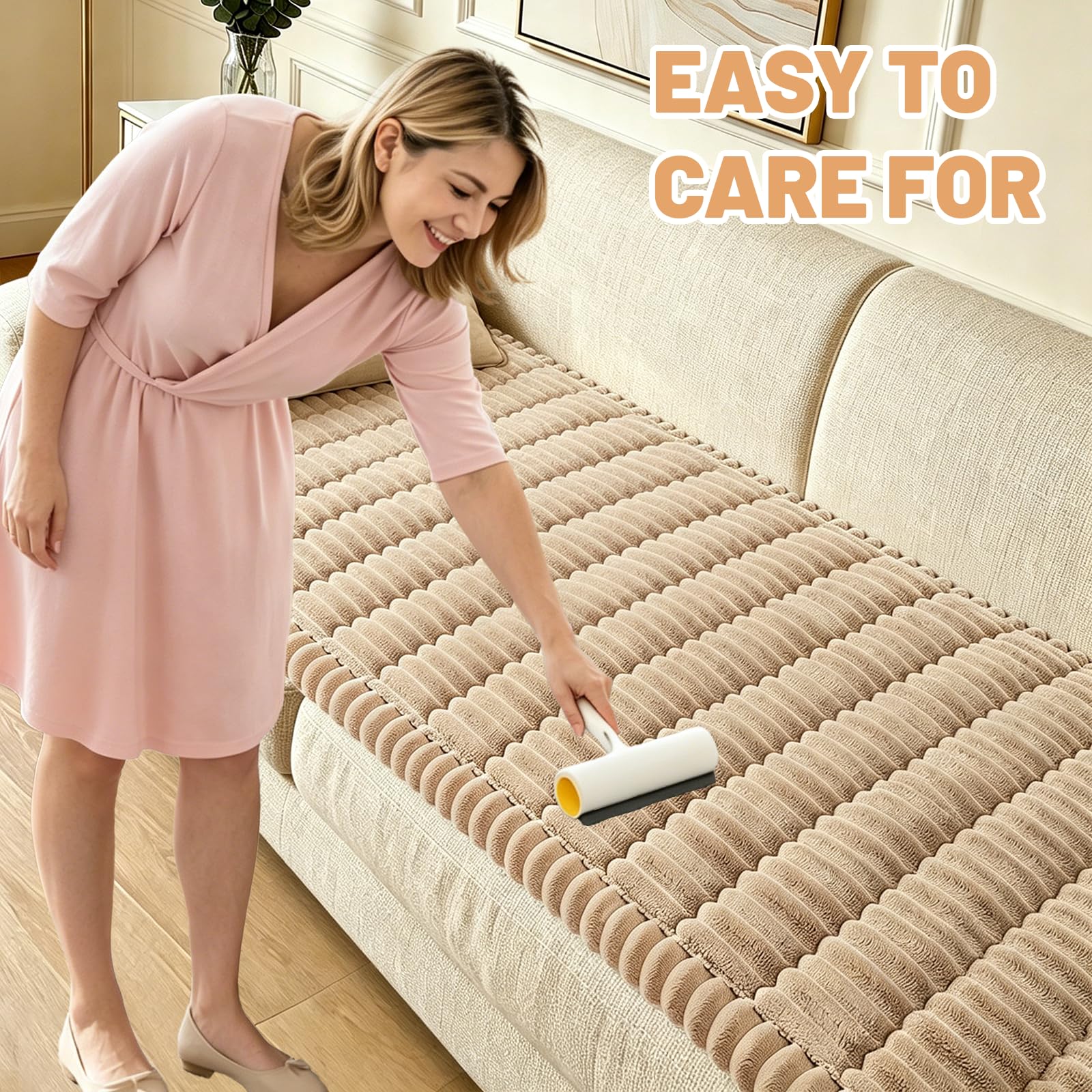 CoSofSLIP washable brown couch cover keeps cushions clean after adventures.