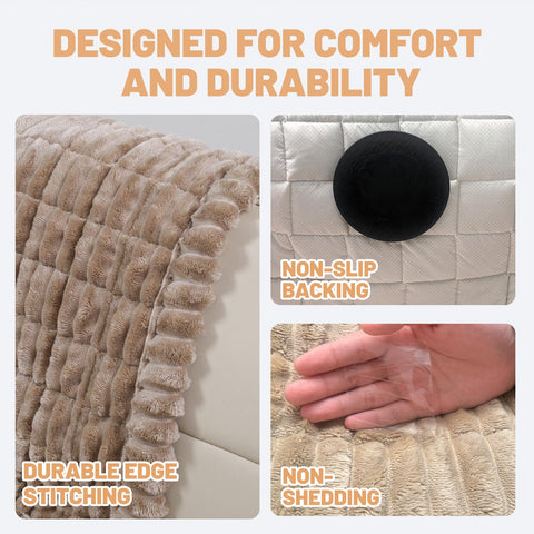CoSofSLIP three-cushion sofa cover fits standard brown couches.