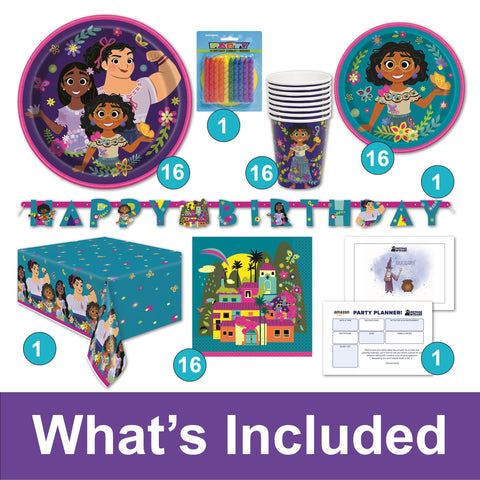 Costume Wizard Encanto dinner plates 16, ideal for meals and party snacks.
