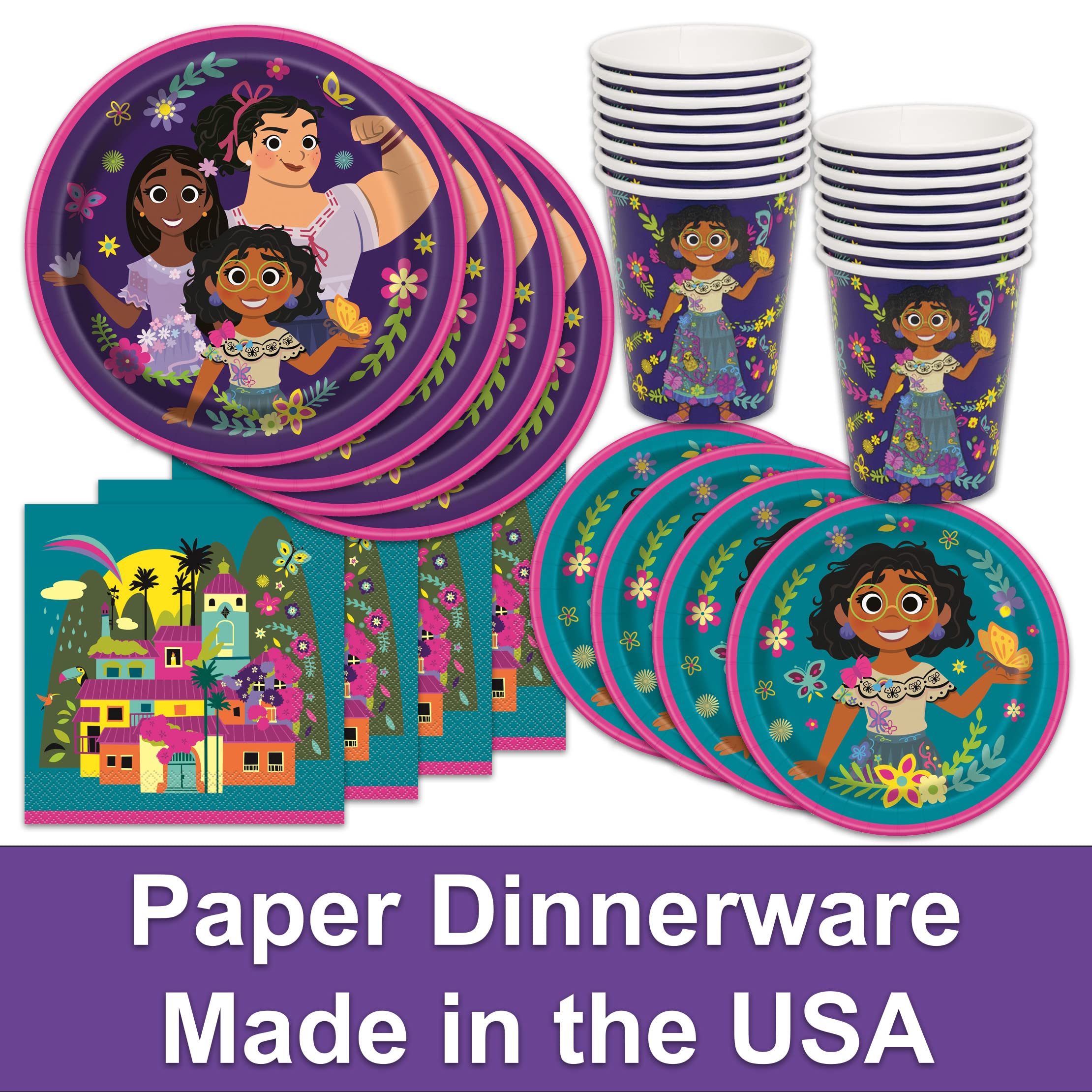 Costume Wizard Encanto table cover, protects surfaces with colorful Encanto design.