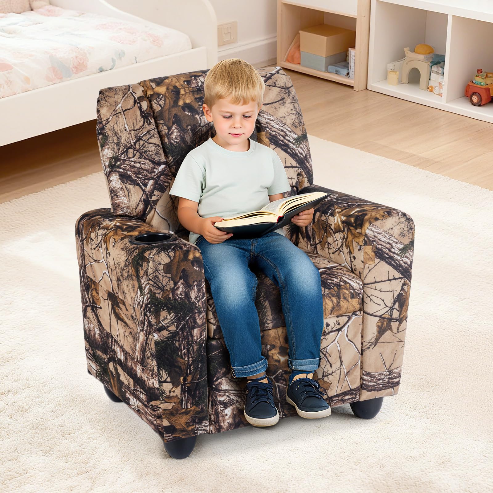 Costzon Kids Recliner Chair backrest adjustable for cozy reading.