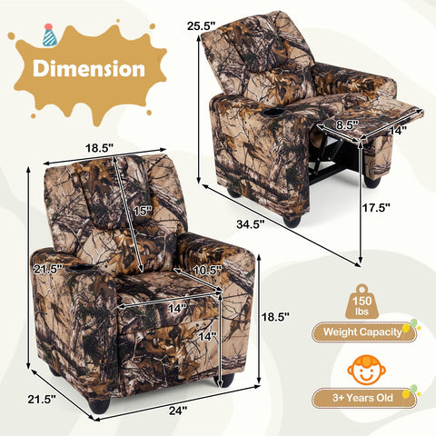 Costzon Kids Recliner Chair ergonomic design supports growing children.