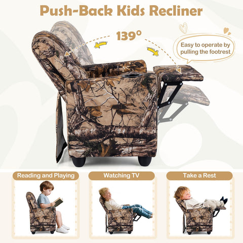 Costzon Kids Recliner Chair footrest extended for relaxed feet.