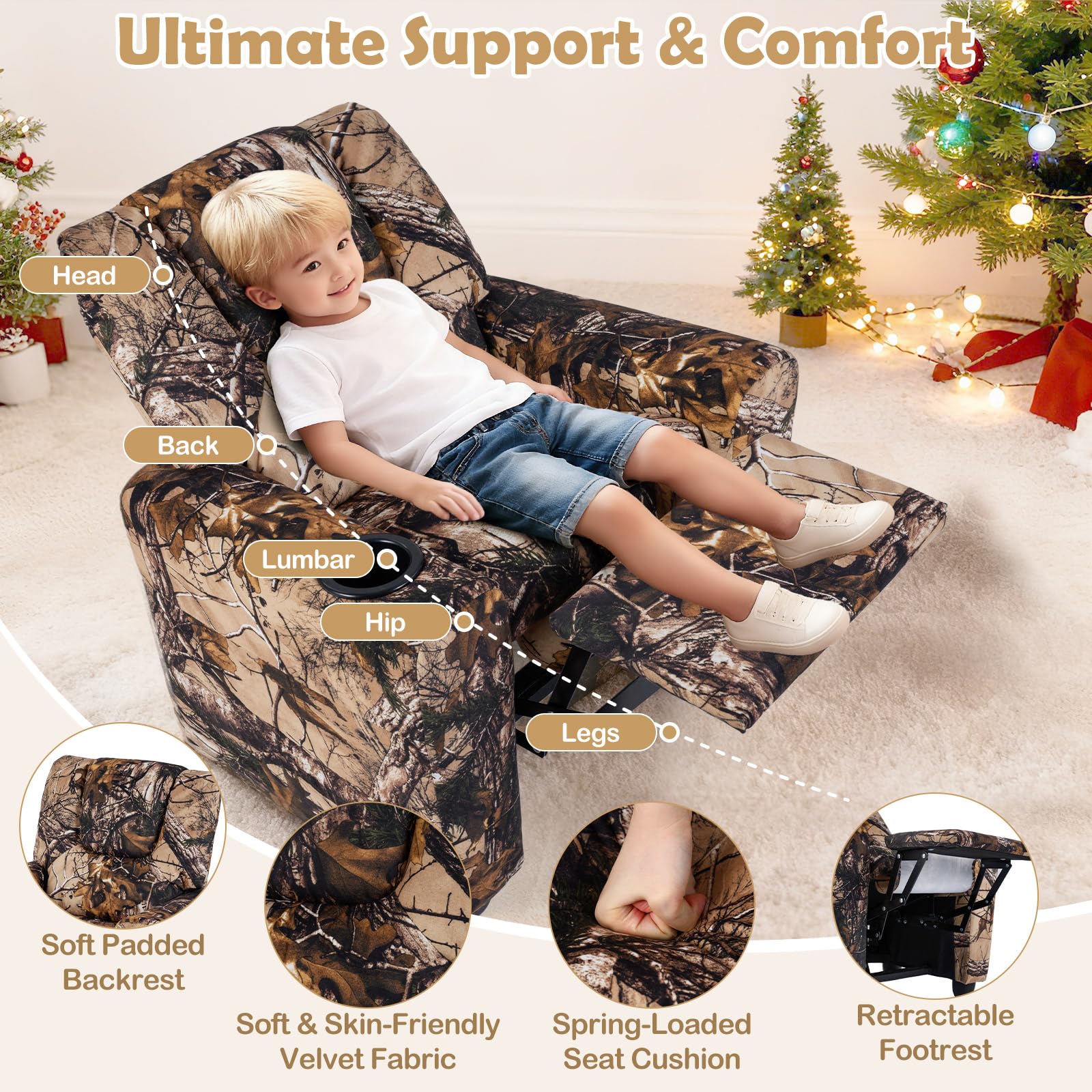 Costzon Kids Recliner Chair shown in a living room setup for family time.