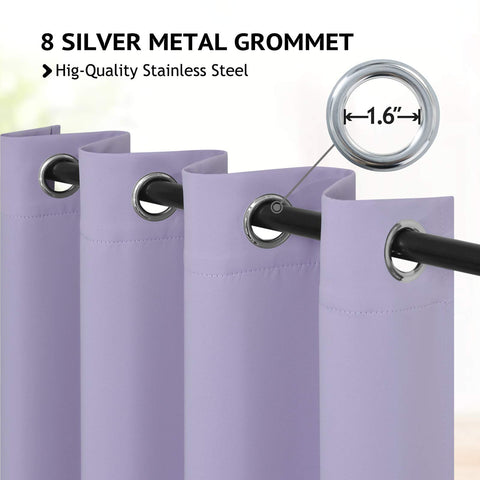 COSVIYA grommet curtains close-up of 8 top grommets for smooth rod sliding