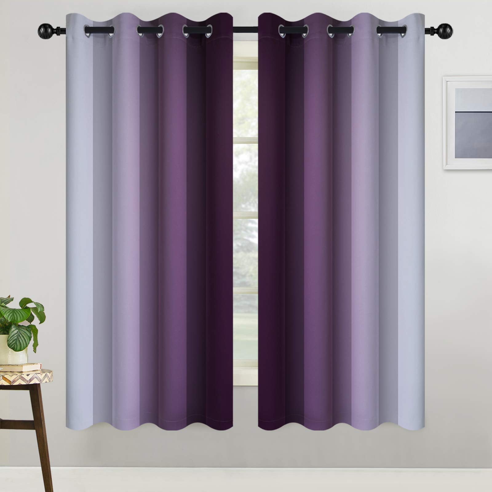 COSVIYA grommet-ombre-curtains-closeup-texture: soft polyester weave with silky feel for comfort