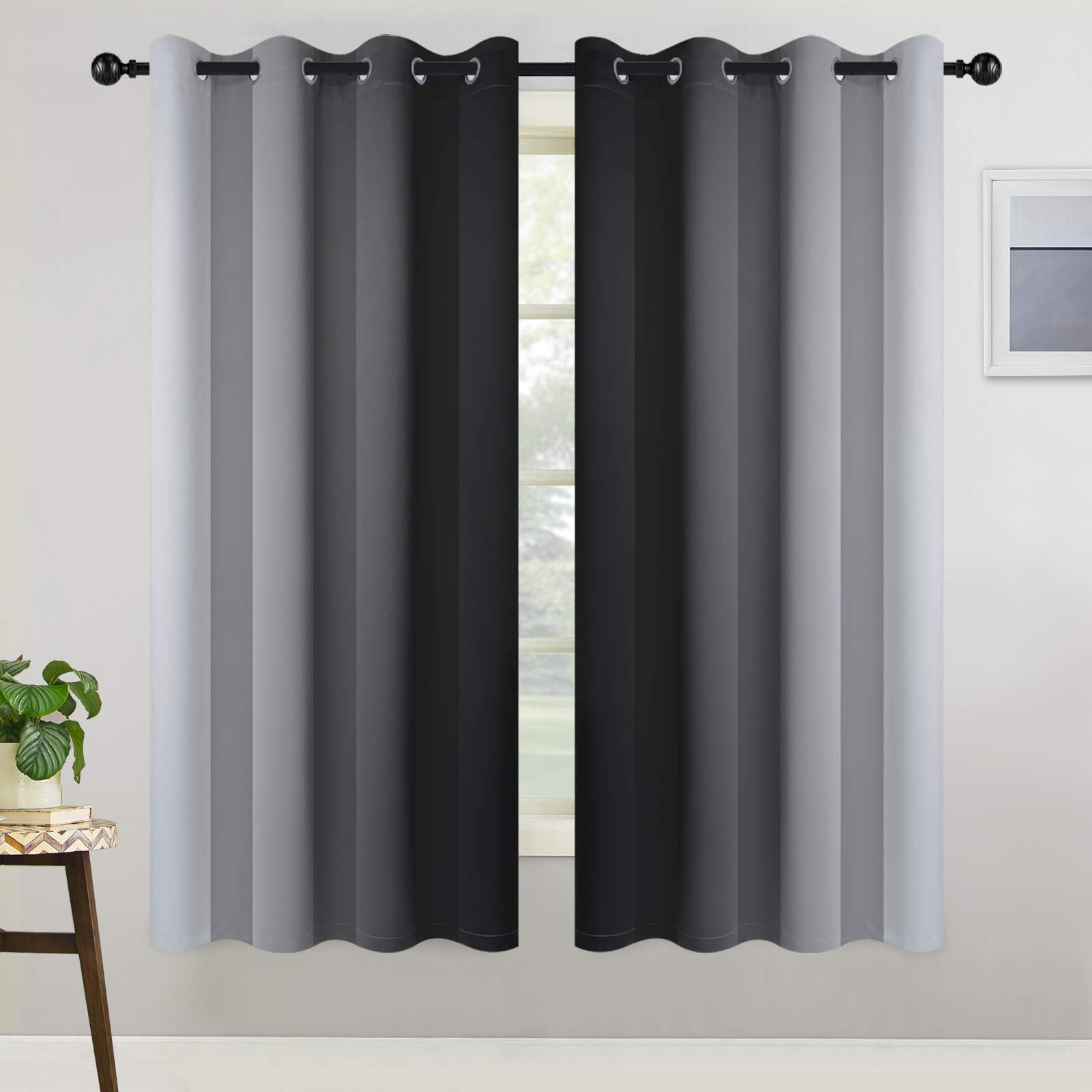 COSVIYA ombre gradient curtains, 52x63 inches, soft privacy for living rooms.