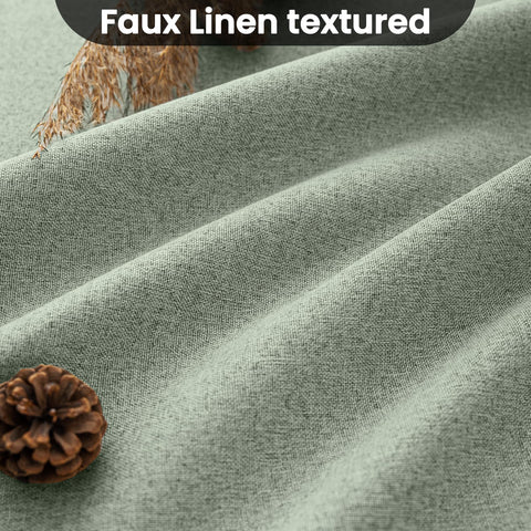 Sage green COSVIYA curtains block sunlight and reduce glare on screens.
